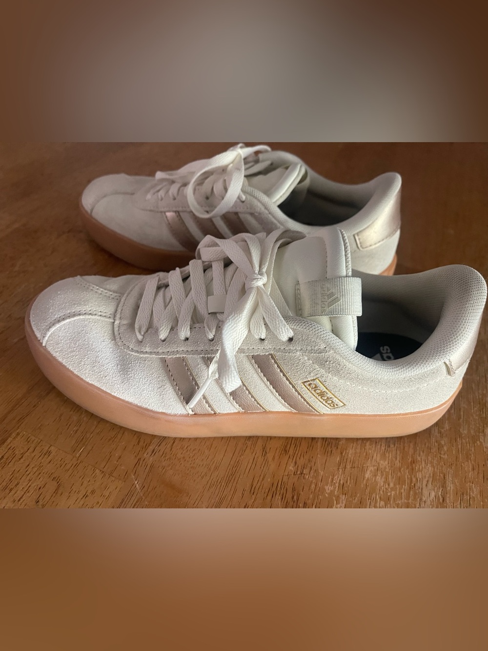 adidas Women's Casual Sneakers in Off-White with Gum Sole - Picture 4 of 13